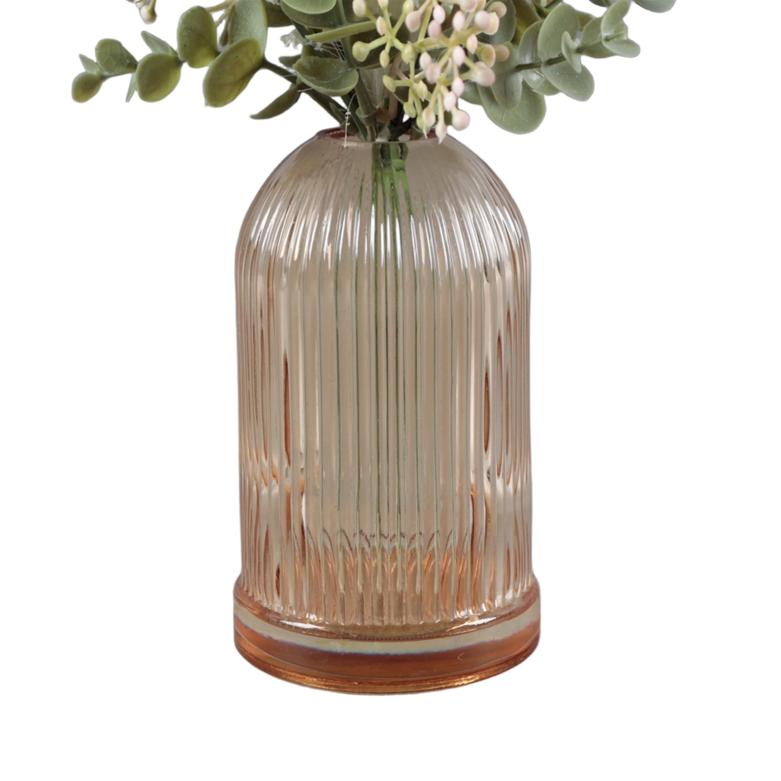 White Faux Floral Arrangement in Glass Vase 14.5 in H x 7.8 in W x 7.8 in D