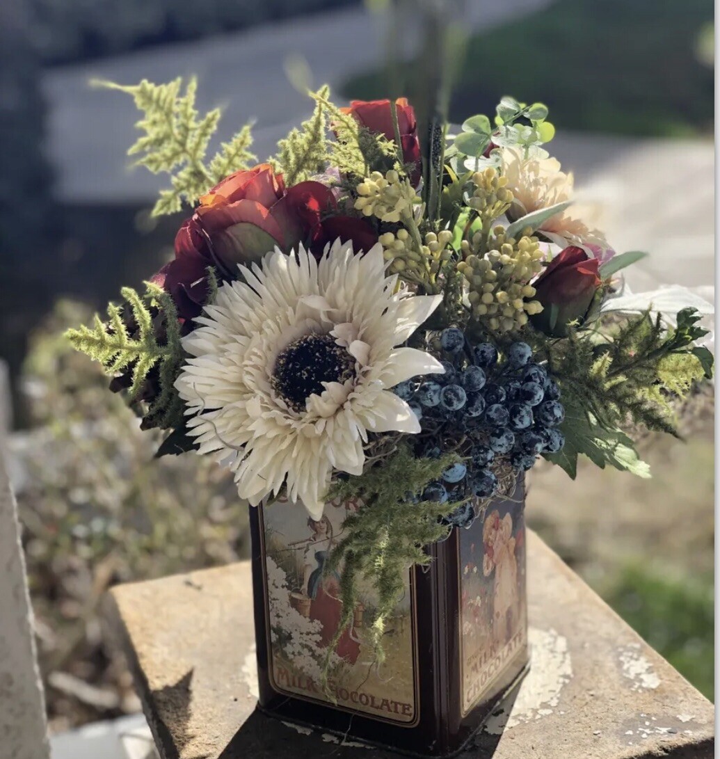 Silk Flower Arrangement / Custom Floral Centerpiece, ~20” X 15”