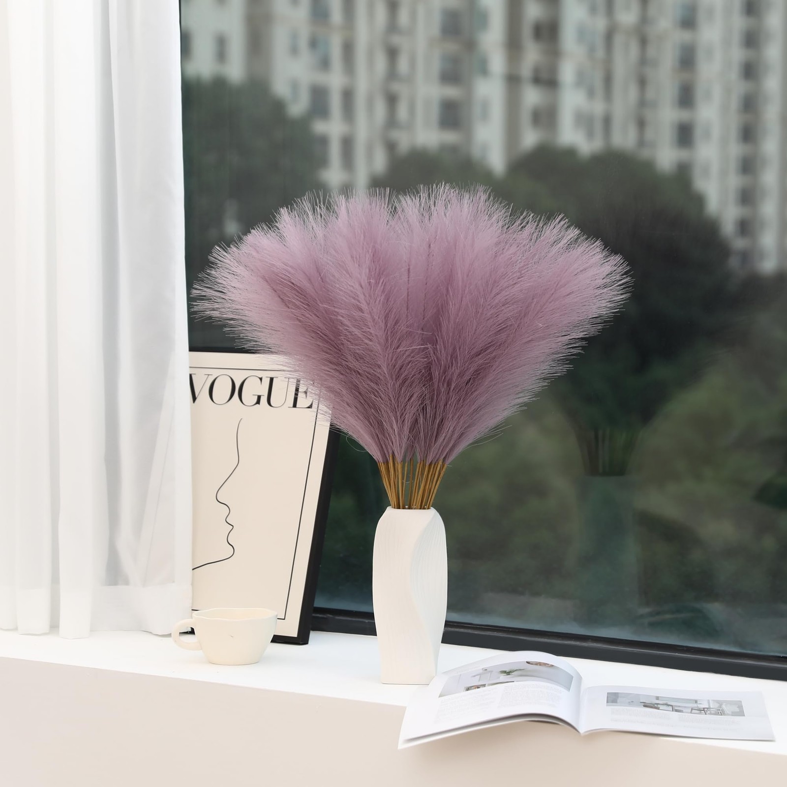60pcs Purple Pampas Grass 24 Inch Small Faux Pampas Grass Decor, Artificial …