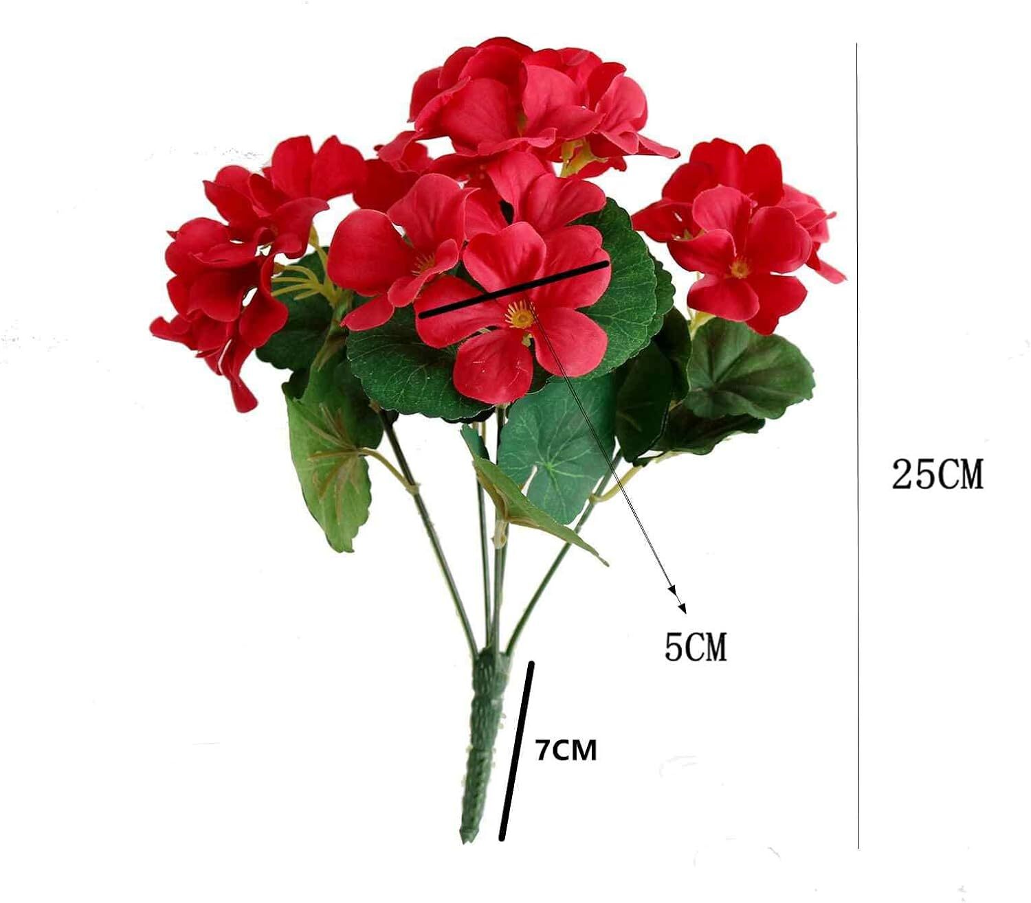 6PCS Artificial Geranium Bush Decorative Silk Flower Artificial Plant for Red