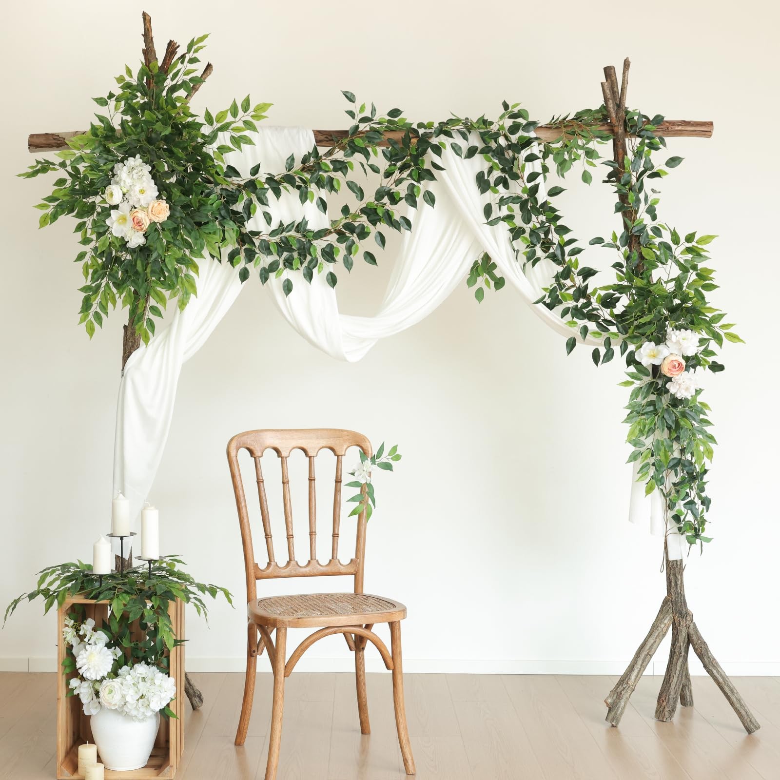 3 Packs Artificial Vines Garland 42” Fake Ficus Vine Greenery Garland Silk G…