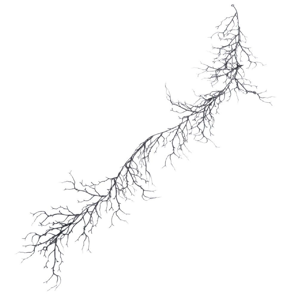 Black Halloween Garland – 6.2ft Branch Twig with Hanging Loop for Mantle, Wall,