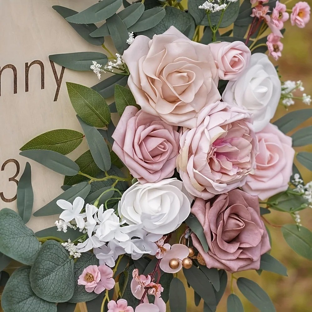 2pcs Wedding Decoration Flowers, Artificial Rose Wreaths,Suitable for Outdoor