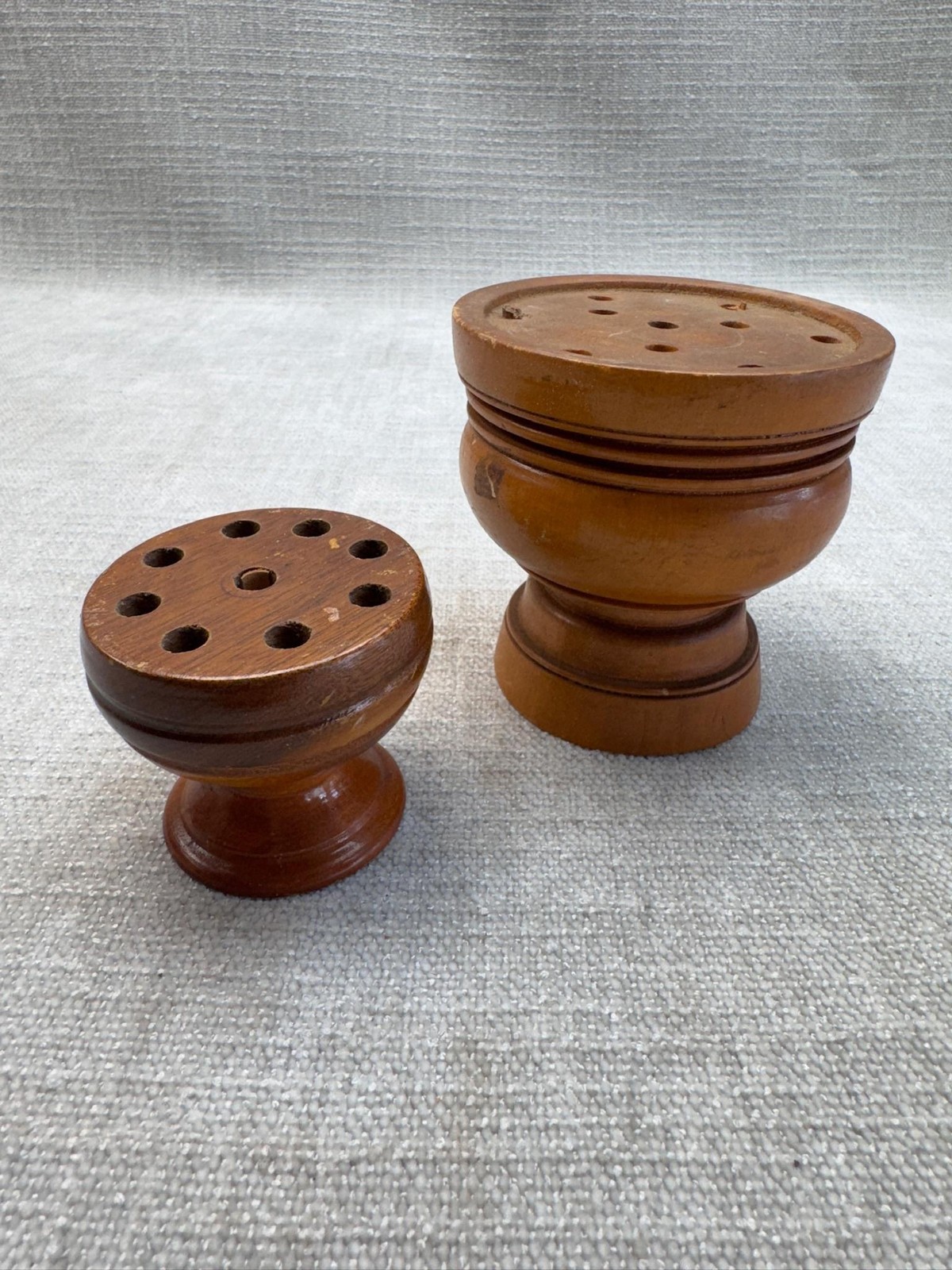 Lot 2 Brown Wood Flower Planters 5 In Round Houseplant Floral Decor As Is