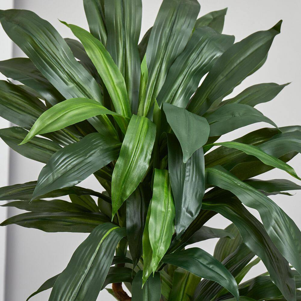 Real Touch 5.5 Ft. Artificial Indoor Dracaena Plant in Orange Square Planter