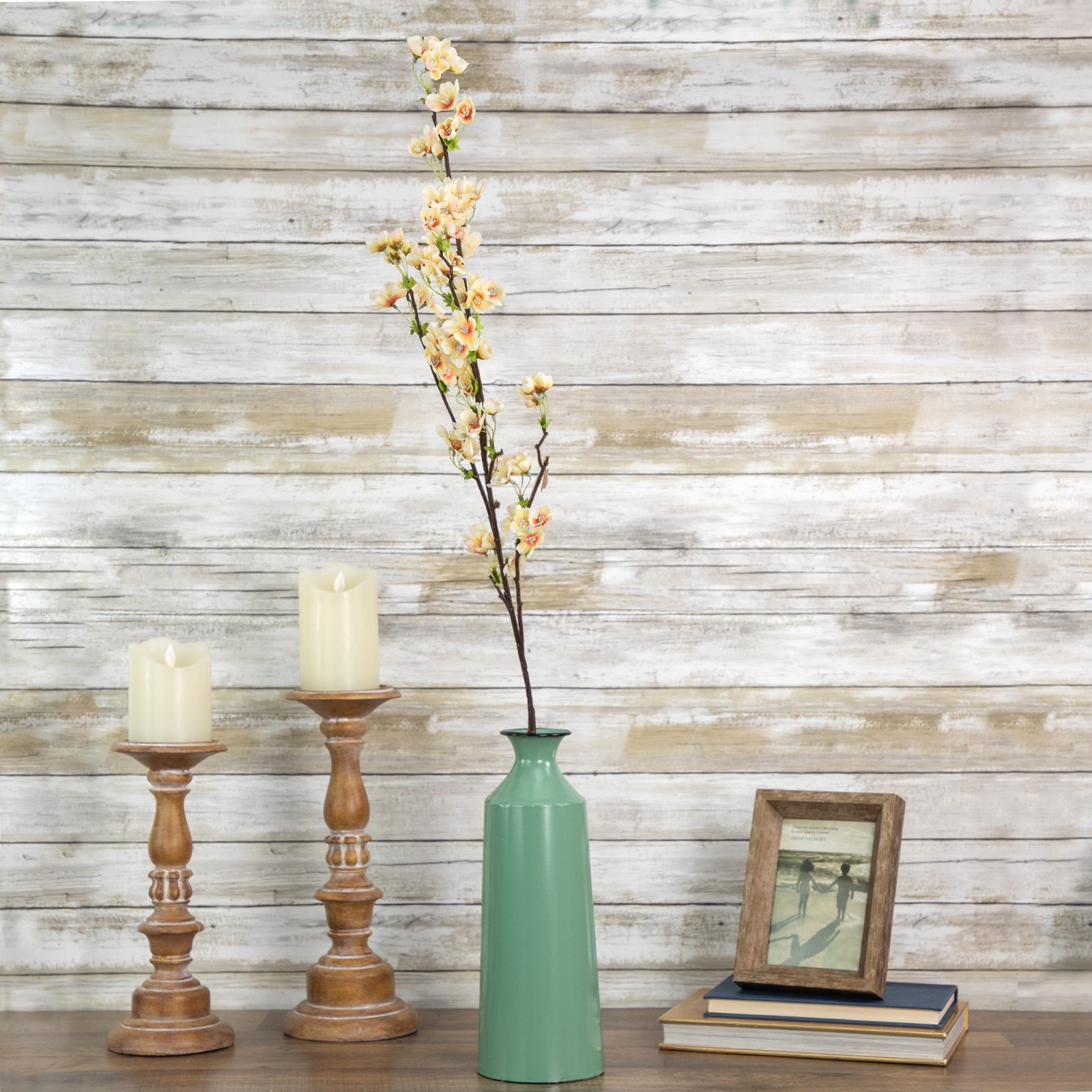 Allstate 36″ Apricot and Peach Quince Blossoms Artificial Silk Floral Spray