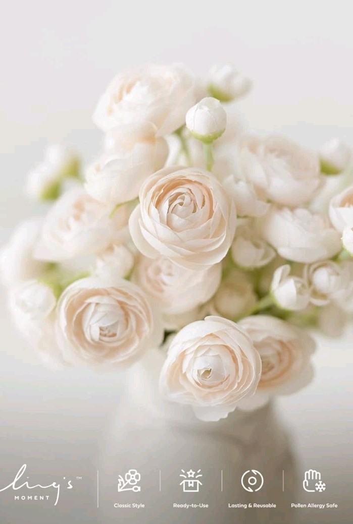 Ling’s moment Ranunculus Artificial Flower, Faux Silk Mini Ranunculus Flowers…