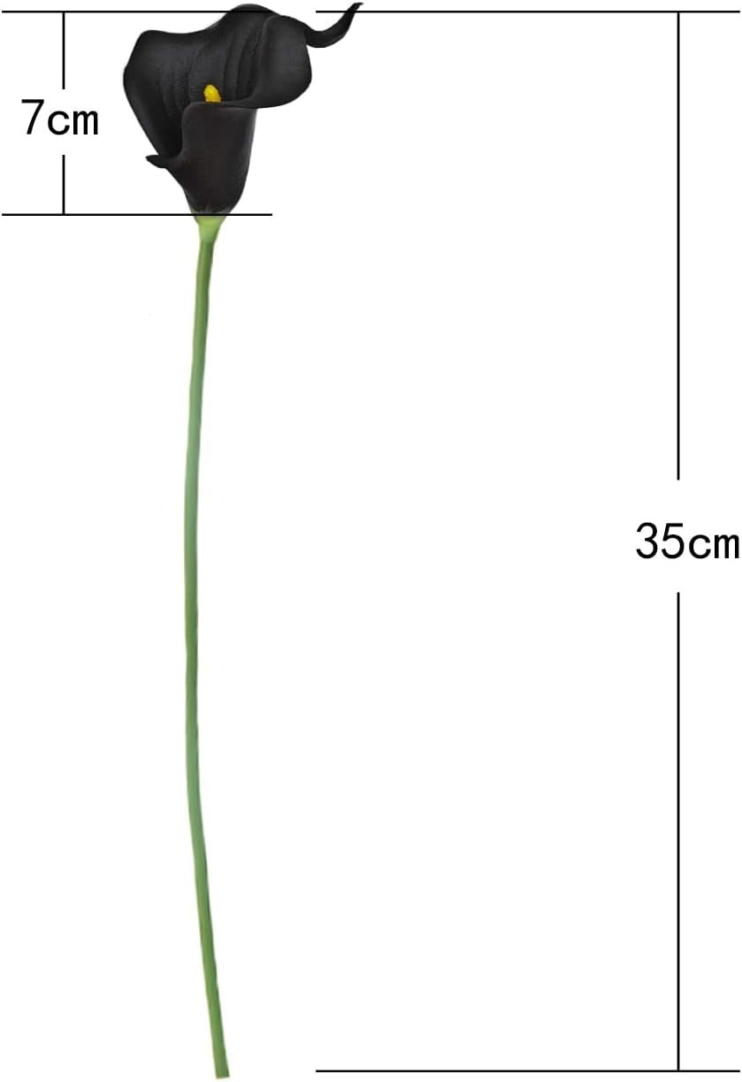 Realistic Black Calla Lilies – 12 Count for Weddings and Home Decoration