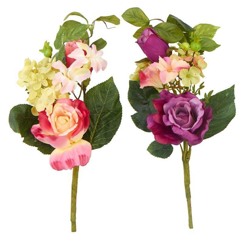 Pair of Lovely Artificial Pink and Green Rose and Hydrangea spray