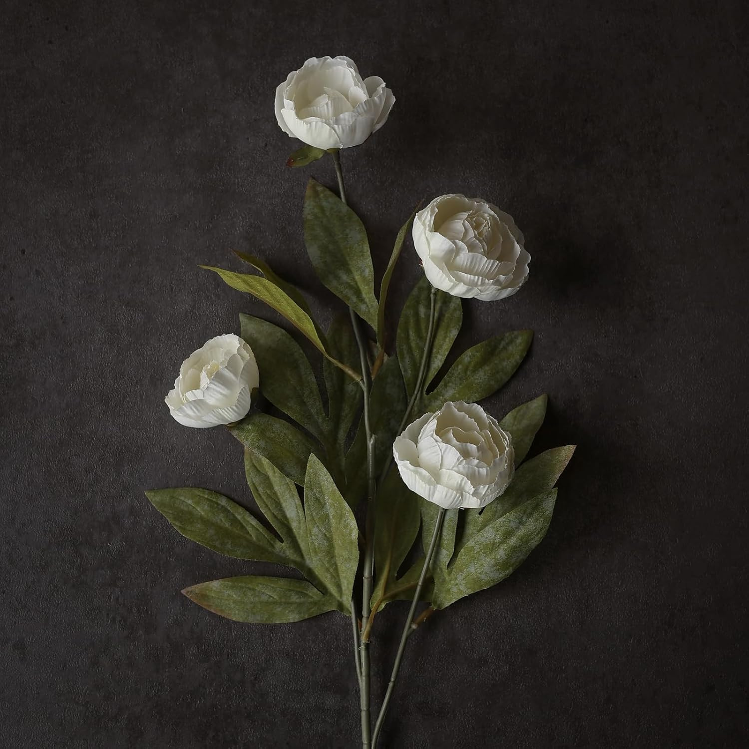 6 PCS 27″ Cream Artificial Peony Branches – Realistic Silk Flowers for Home Deco