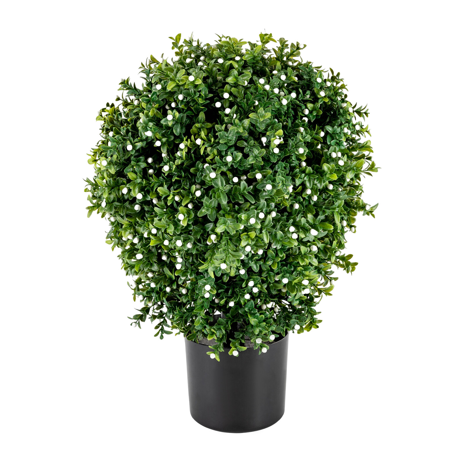 2 Pacs 20″ Tall Green Artificial Boxwood Topiary Ball Tree With White Flowers