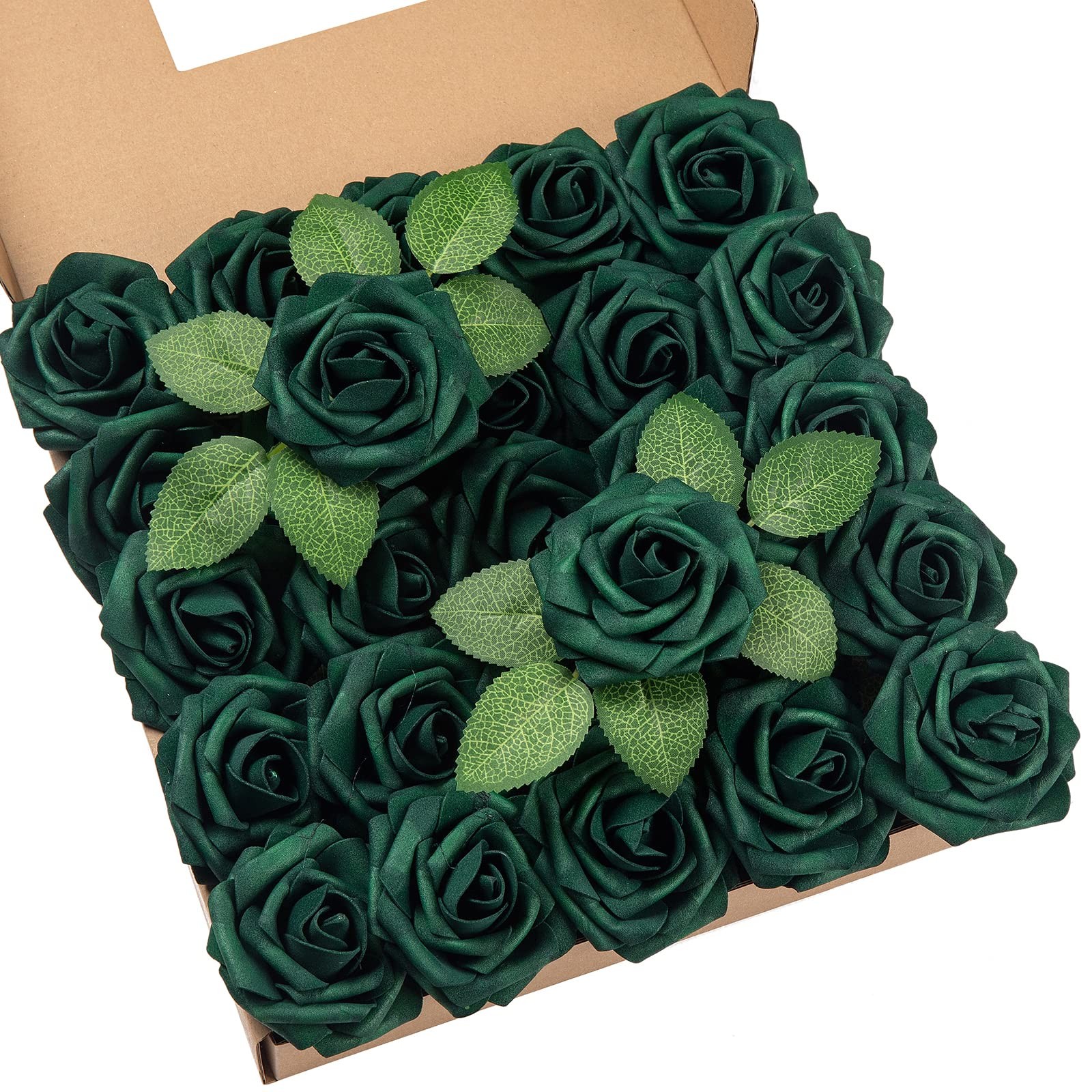 25Pcs Artificial Roses Flowers Fake Roses with Stems Real Touch Foam Flowers …
