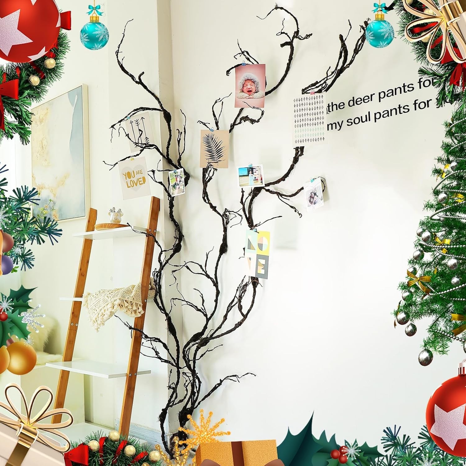 98in Bendable Wall Hanging Artificial Cherry Blossom Tree Vines Fake Reptile …