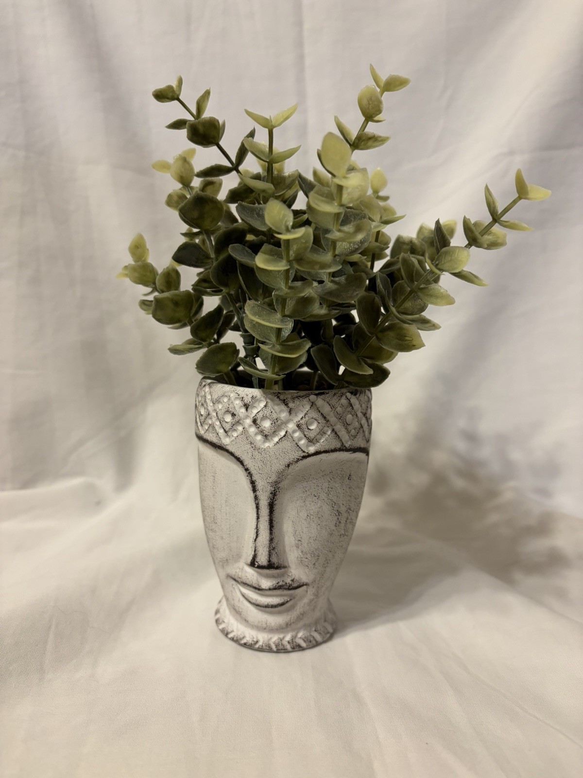 Mask Face Planter with Artificial Succulent – No Water Needed!