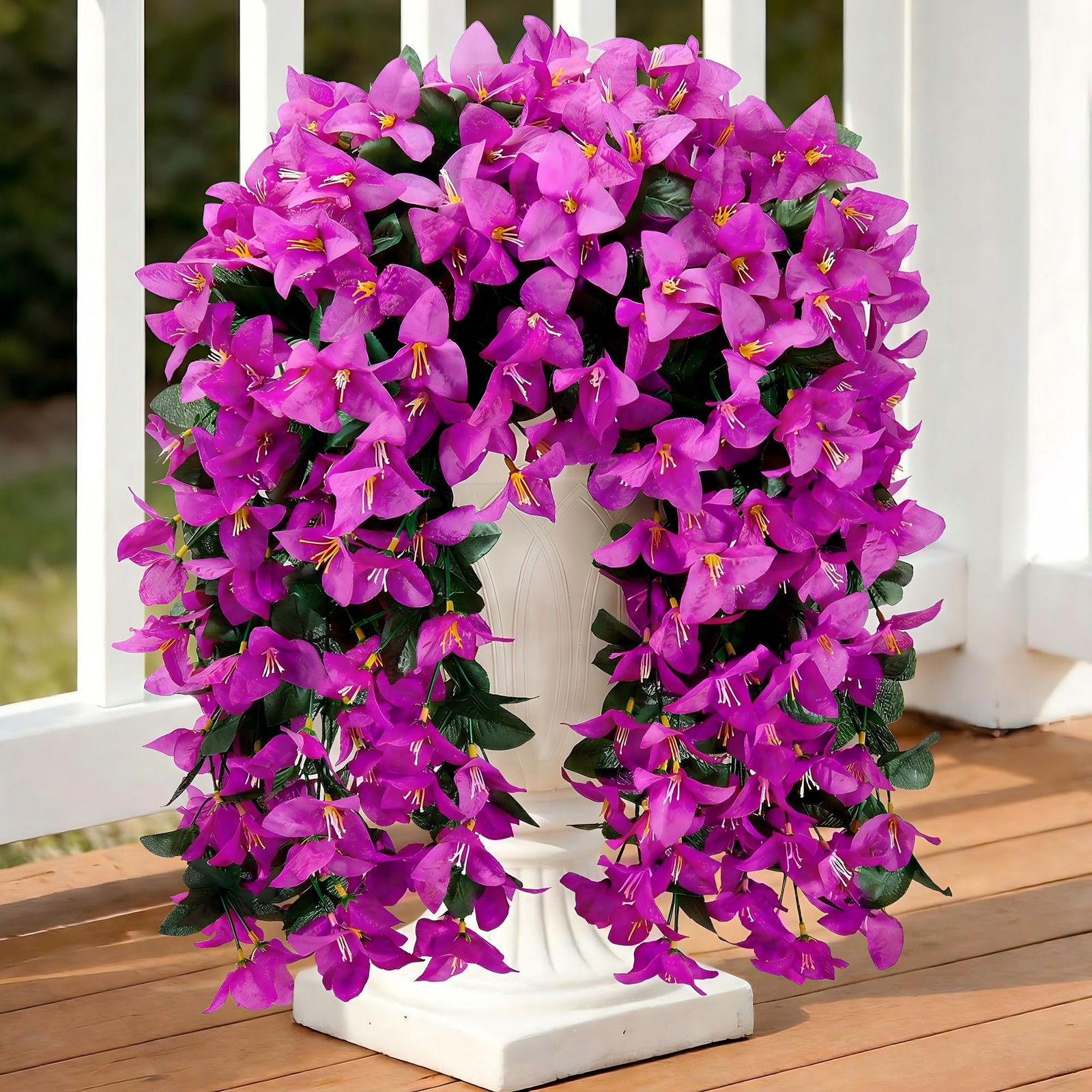 Fake Bougainvillea Artificial Hanging Flowers, 2 PCS Outdoor Faux Plants UV R…
