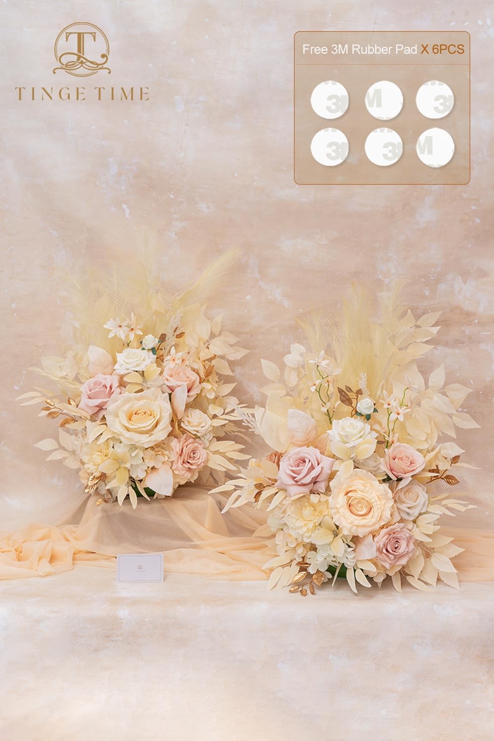 Free-Standing Artificial Flower Set of 2, Table Centerpiece with Rubber Pad, …