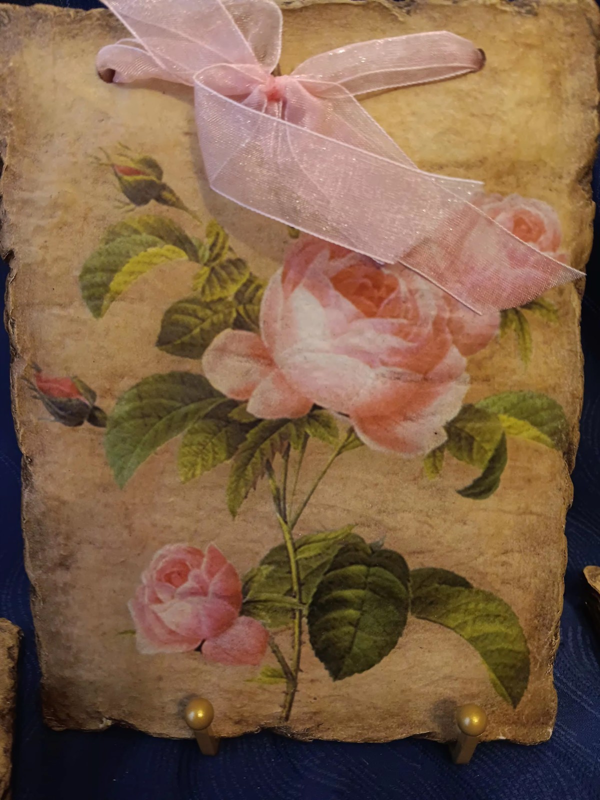 Vintage Rose Victorian Wall Hanging On Stone Slab