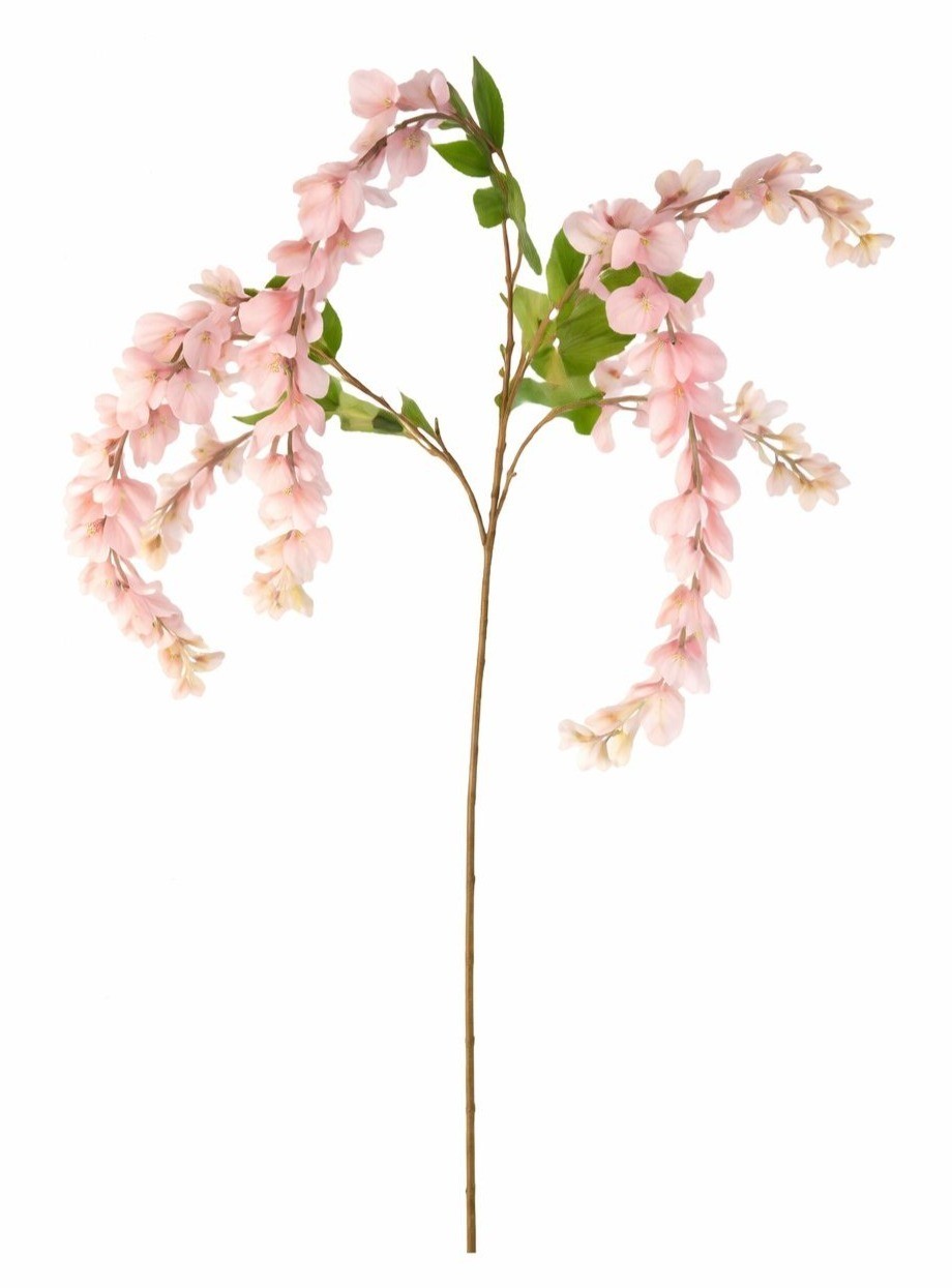 Blush Pink Wisteria Stem 43 Inch Artificial Hanging Flowers Silk Wisteria Spray