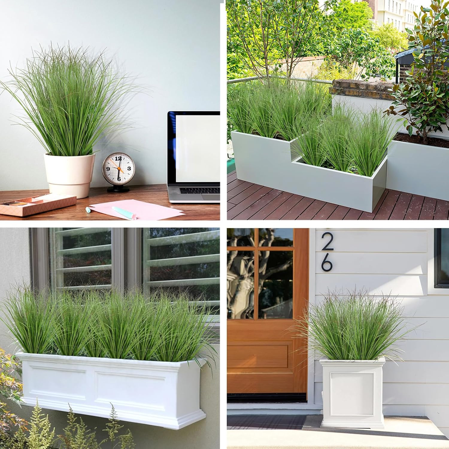 Plantas Artificiales Exterior 20pcs Hierba Falsa Resistente UV Decoracion Jardín