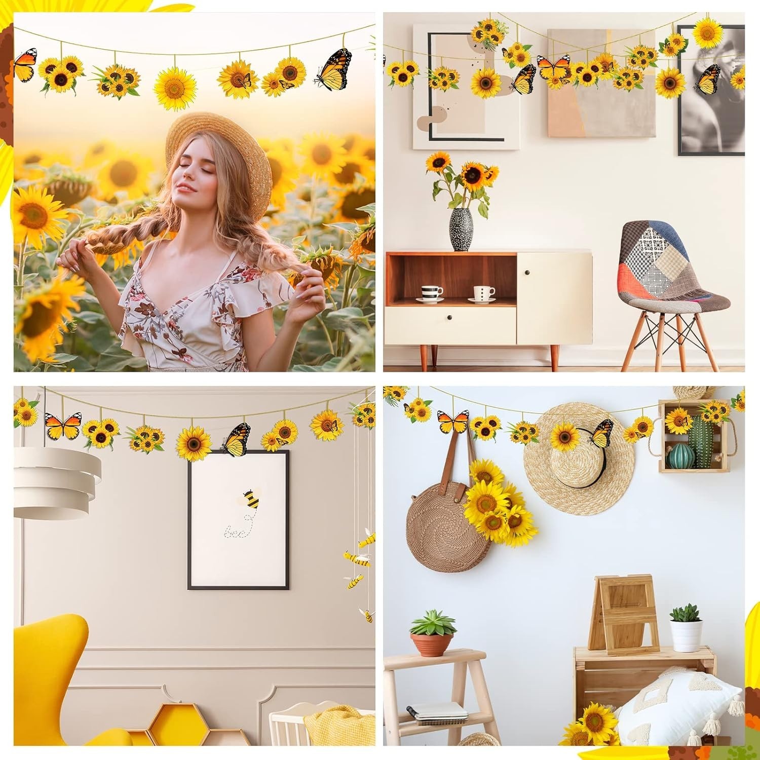Delightful Sunflower and Butterfly Ornaments – 36 Pcs for Cheerful Celebrations