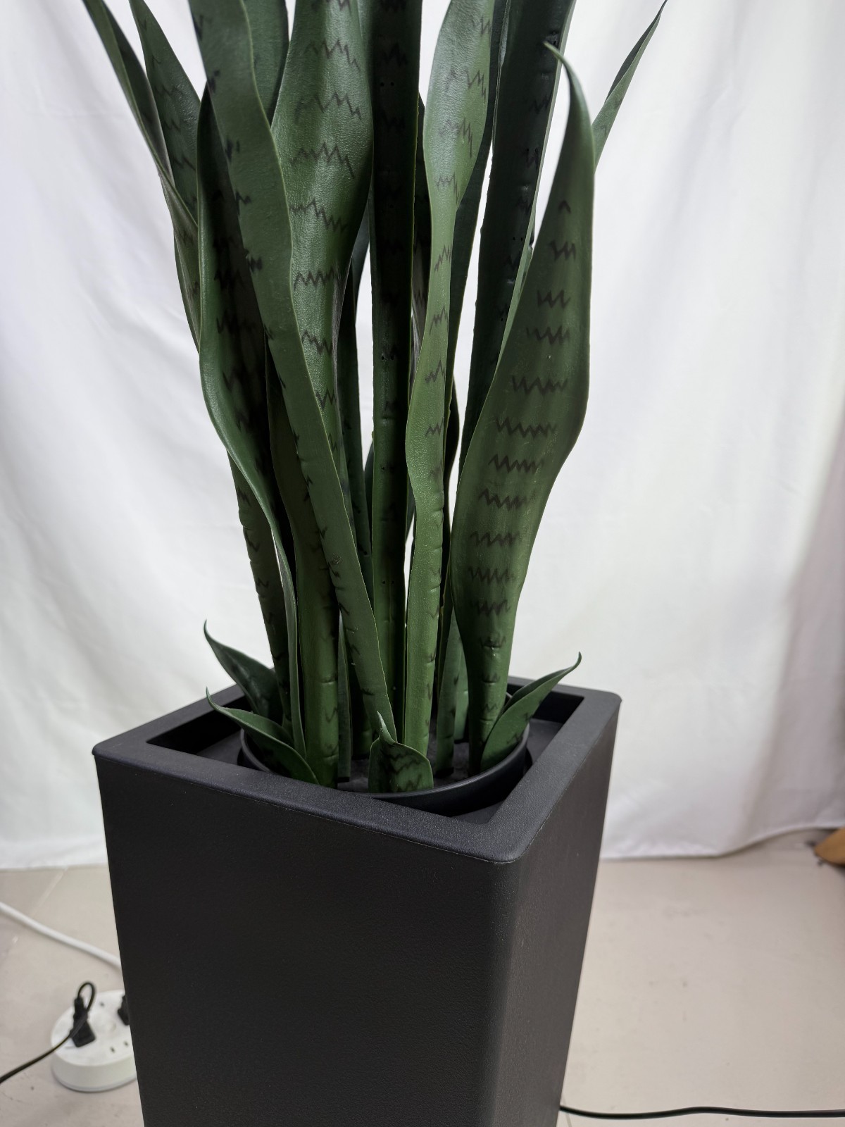 90cm Dark Tone Artificial Snake Plant with Tall Black Planter Realistic for Home