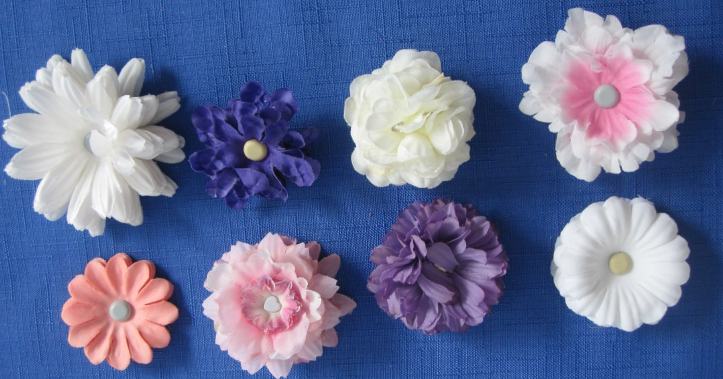 #4 Lot-49 Medium Layers Used Silk Flower Petals .75-3.5″ Brads Multiple Colors