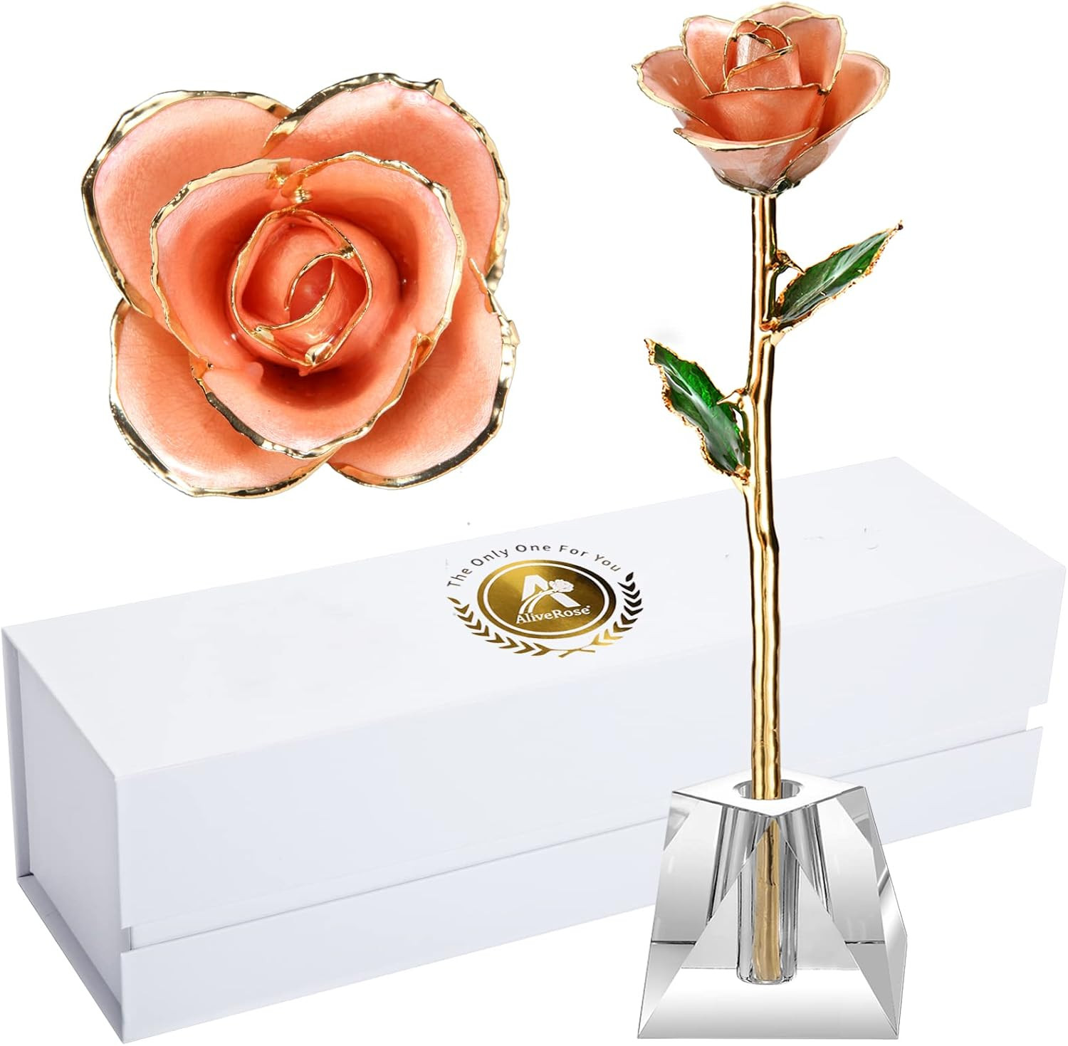 Aliverose Anniversary Rose Gift for Wife,24K Gold Real Rose Gift for Her, Long S