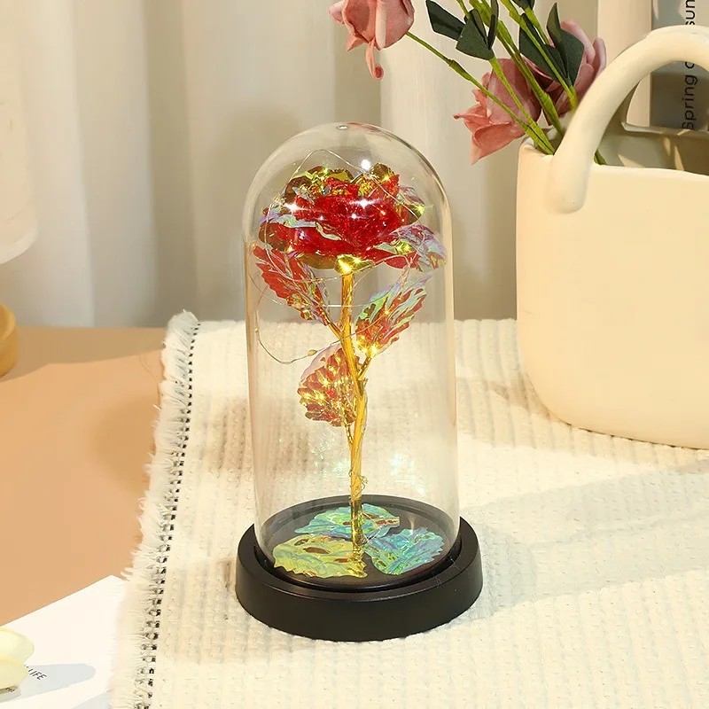 LED Enchanted Eternal Galaxy Rose Glass Dome Fairy Light Romantic Gift Decor