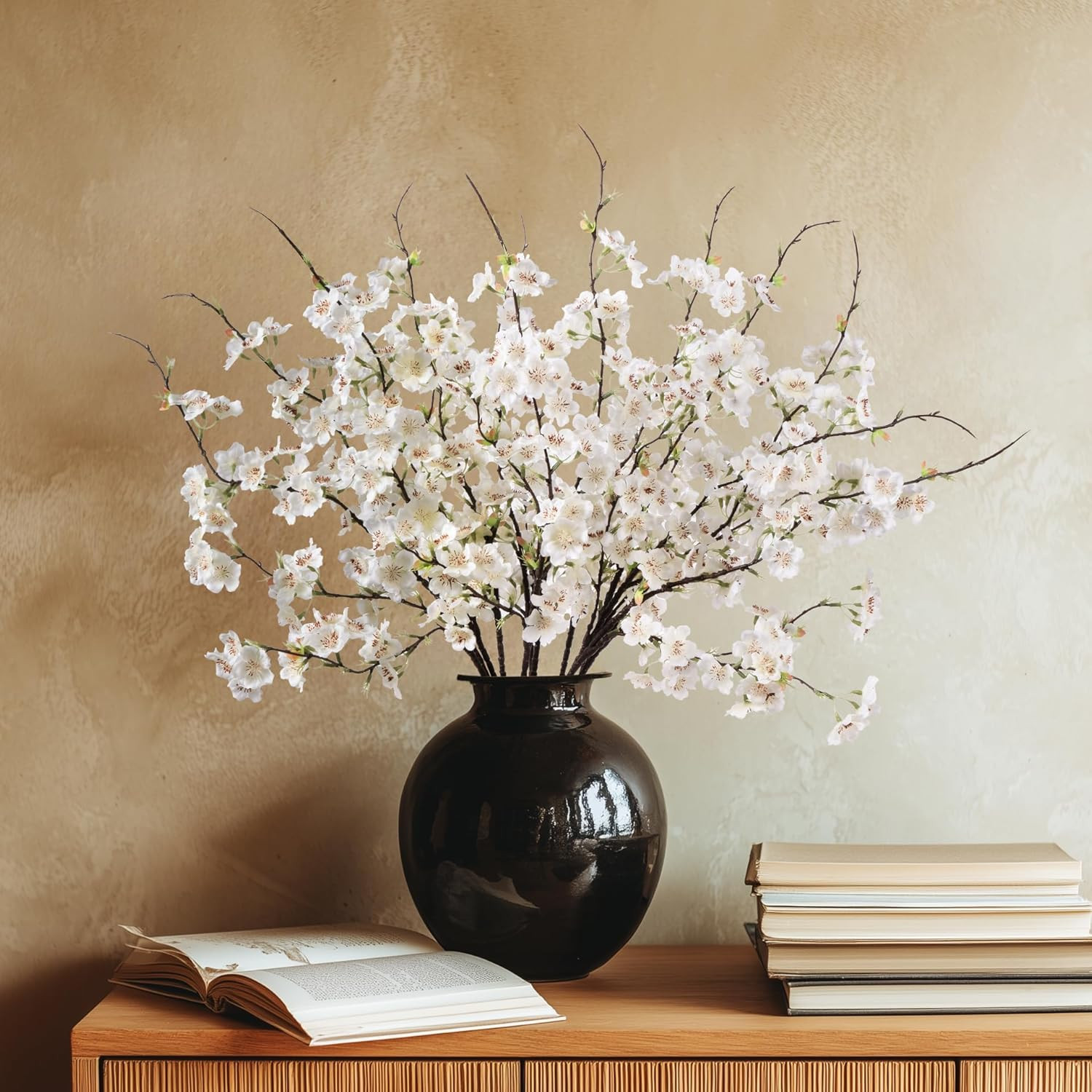 Silk Cherry Blossom Branches 27.6″ – 12Pcs White for Home & Wedding Decor