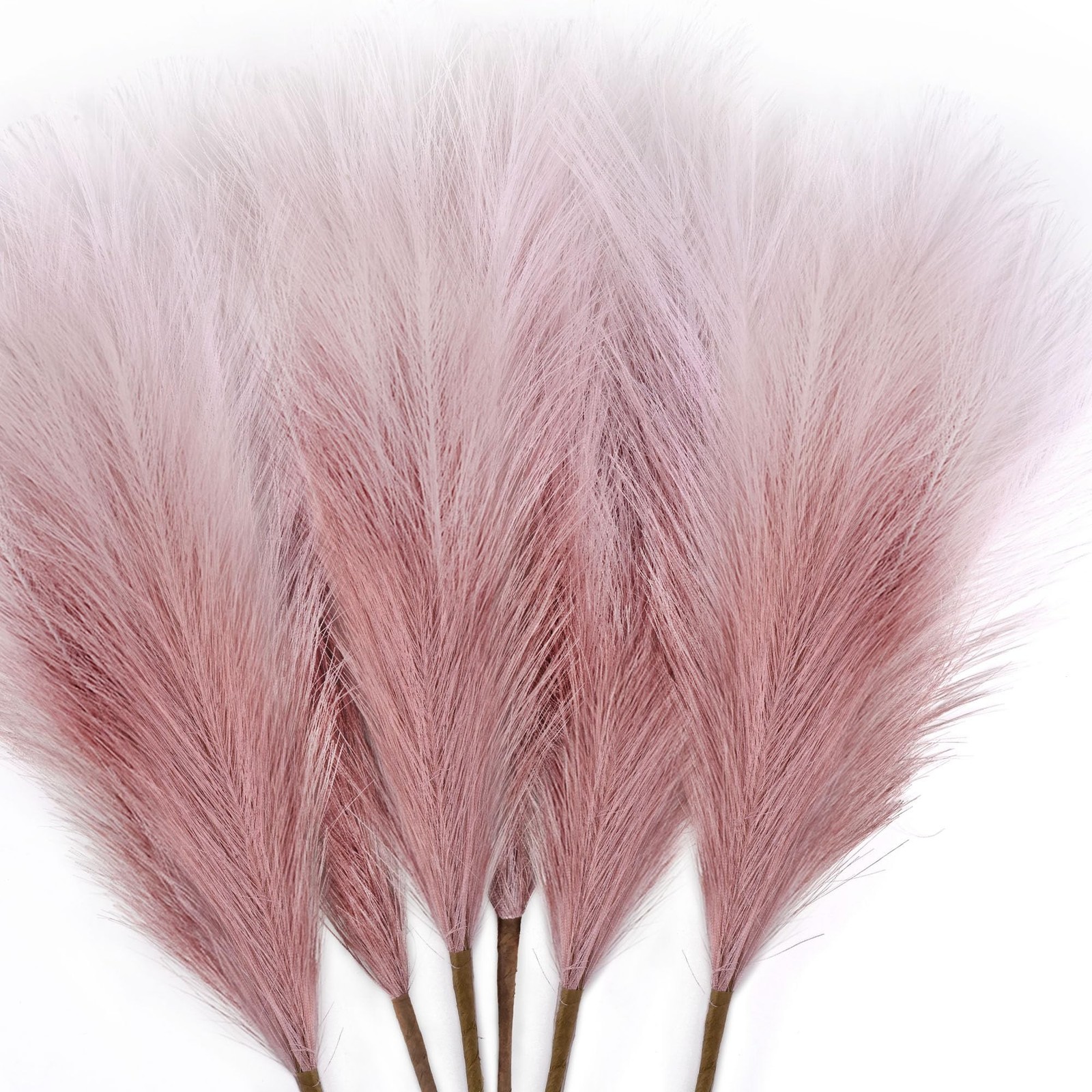 6 PCS Faux Pampas Grass Arrangement – 18″/45cm Artificial Fluffy Pompous Gras…