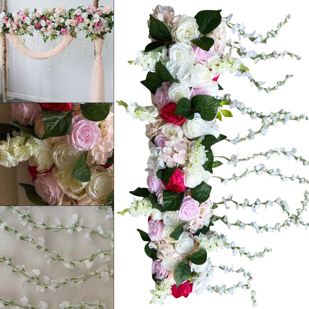 Wedding Scene Flower Décor Pink Rose Artificial Raw Arrangement Floral Table 1M