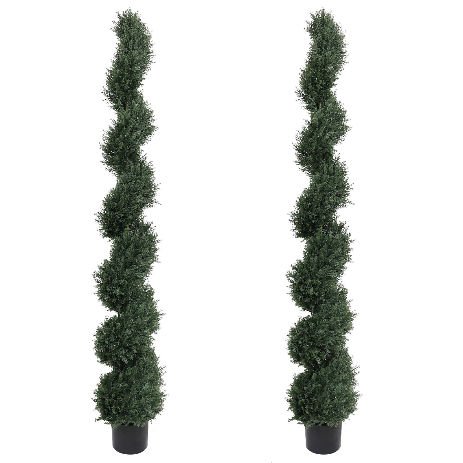 6ft Spiral Cedar Artificial Tree, 2-Piece Set, Green Plastic, Outdoor Decor