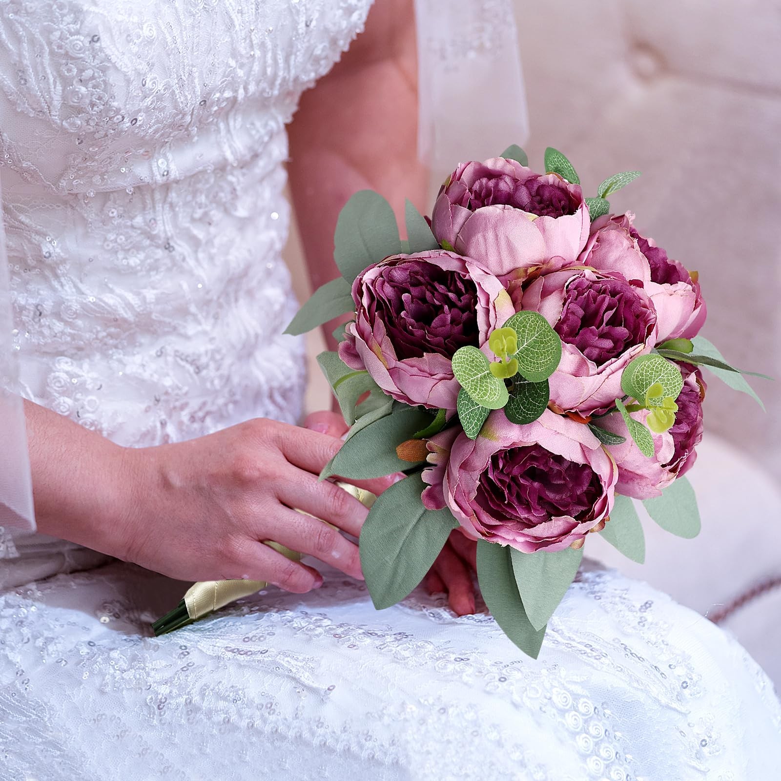 50Pcs Peonies Artificial Flowers Bulk, 4’’ Purple