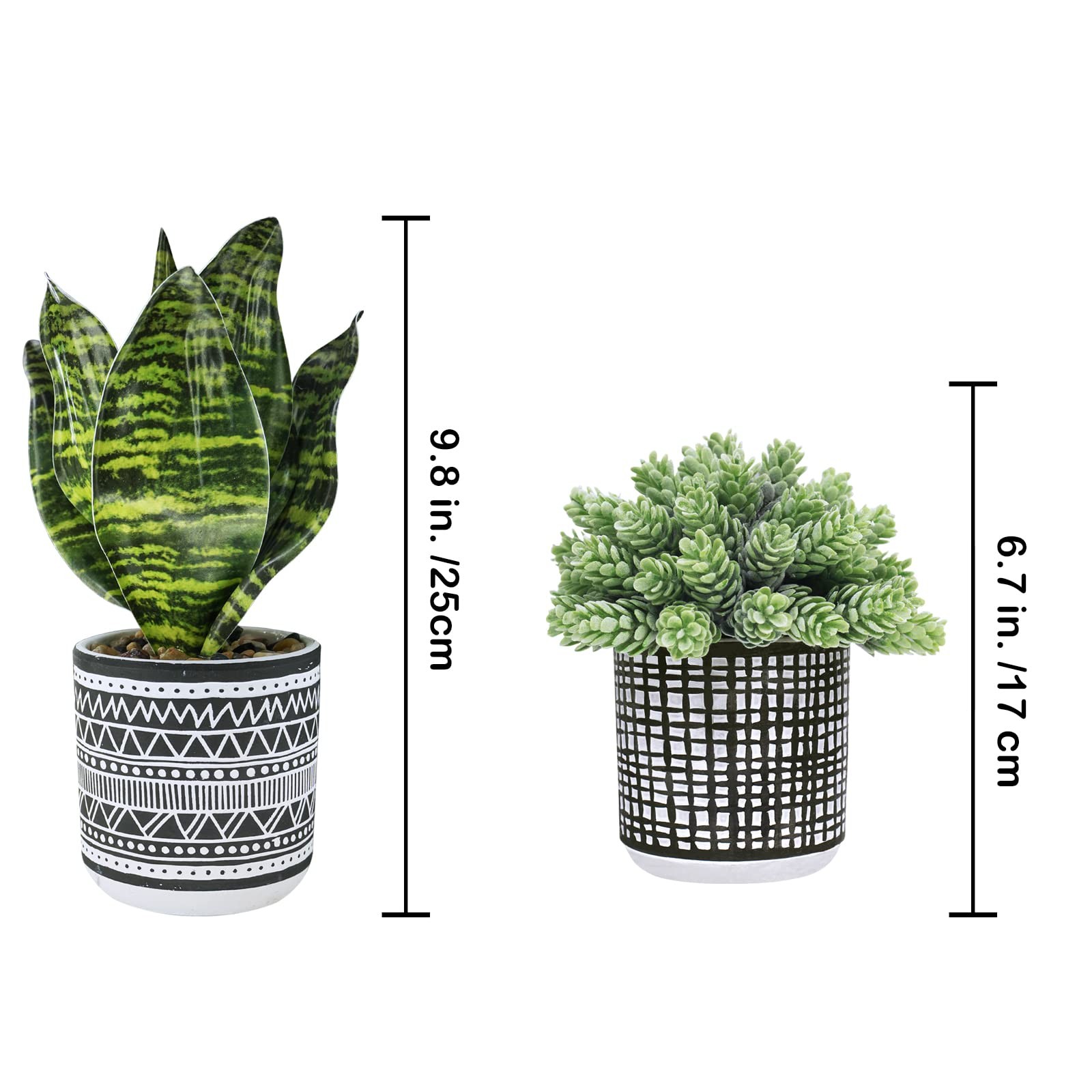 Winlyn 3 Pcs Small Potted Plants Artificial Succulents Hanging Plants and Faux