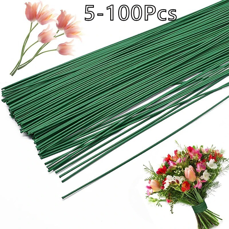 200 PCS Floral Stem Wire Flower Arrangements and DIY Crafts,Dark Green,Floral Wi