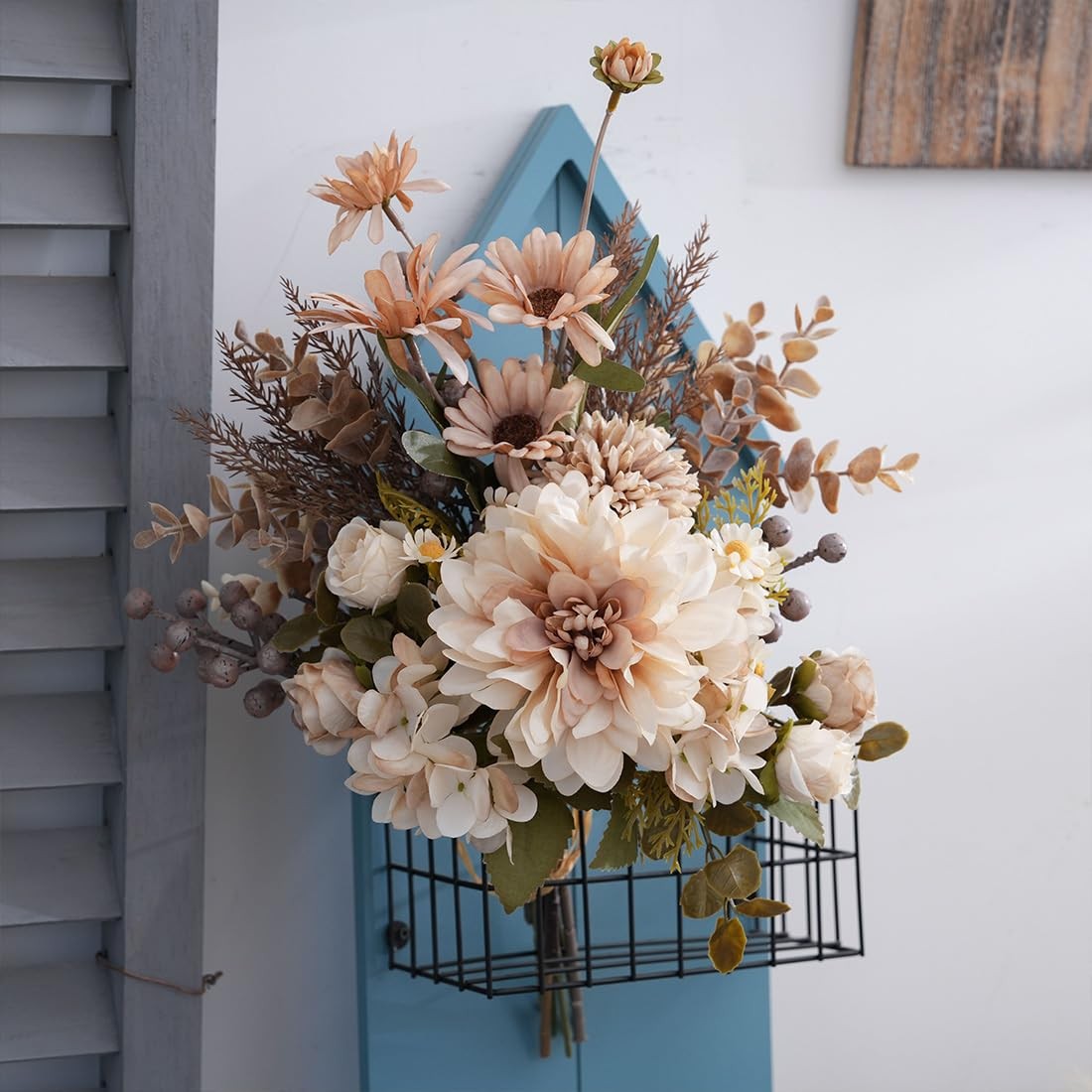 16-inch Artificial Fake Flowers Silk Table Arrangements Faux Plastic Floral C…