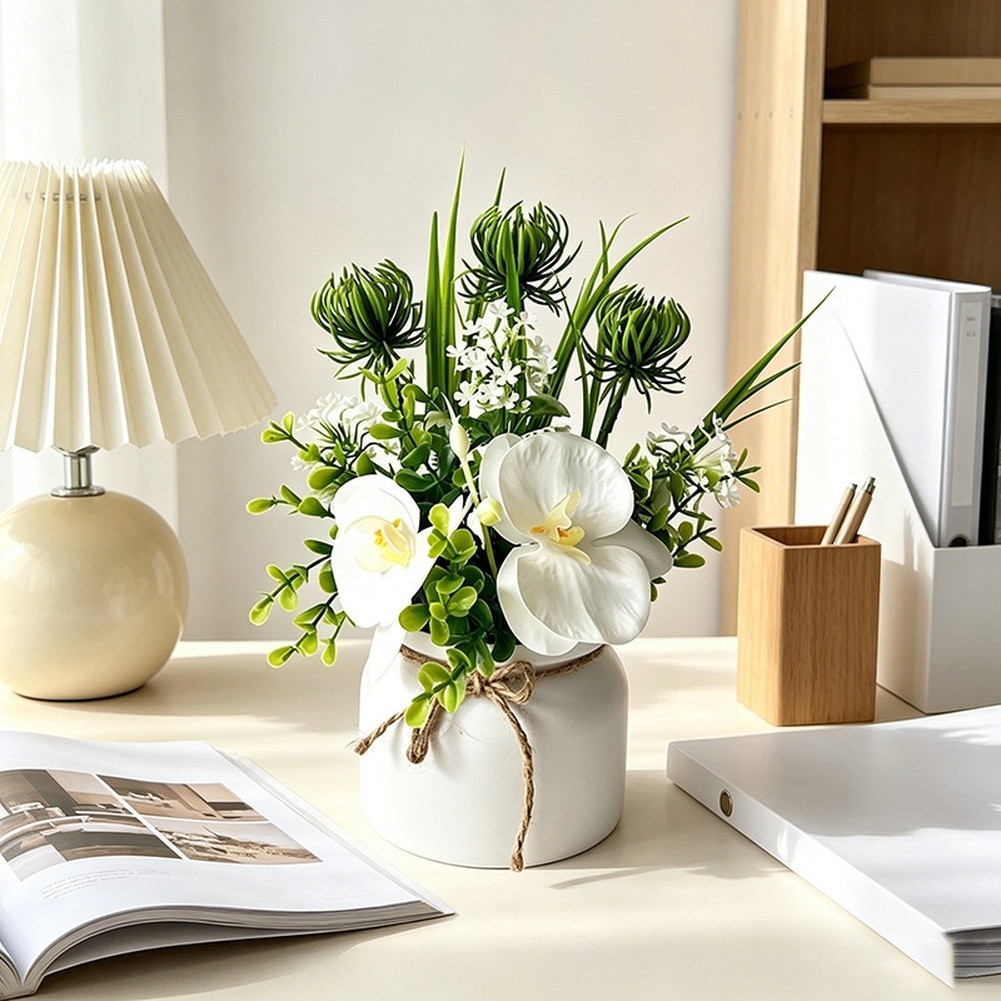 Realistic Soft Film Orchid and Chrysanthemum Arrangement 9.05in Height
