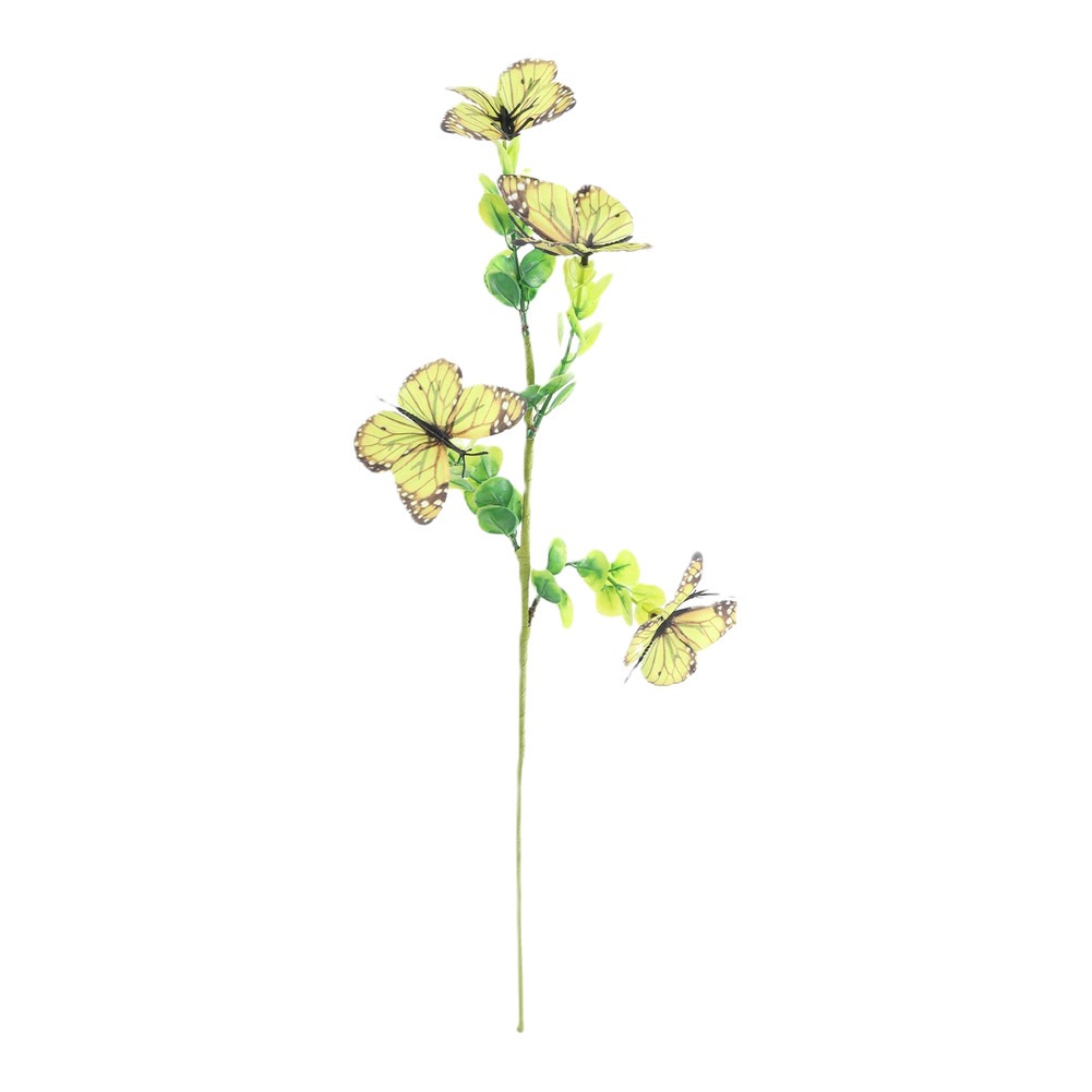 Eucalyptus Style Artificial Flower Branch with Butterflies 56cm Height