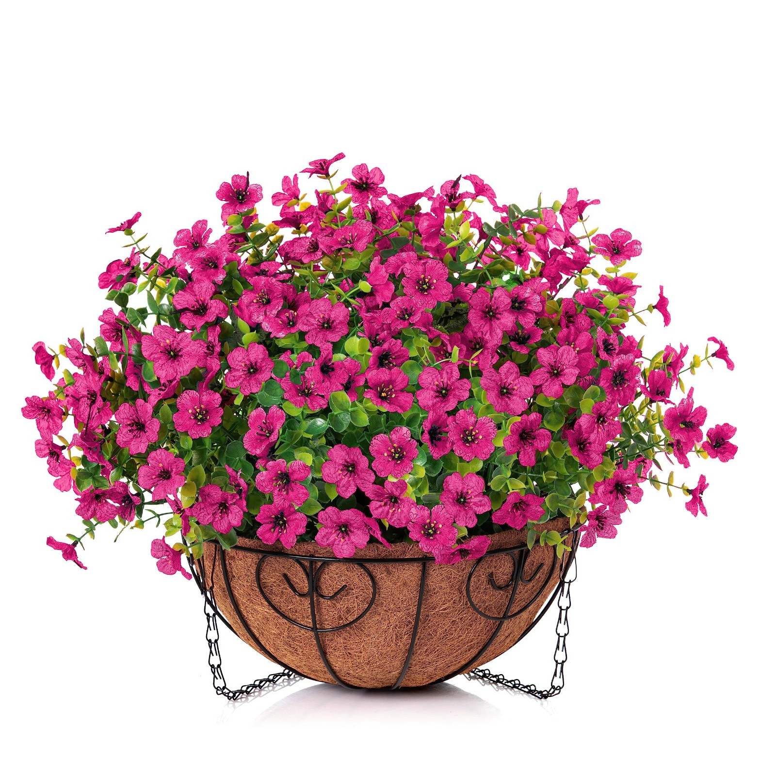 Artificial Hanging Flower Basket UV Resistant Daisy Eucalyptus Decor for Home
