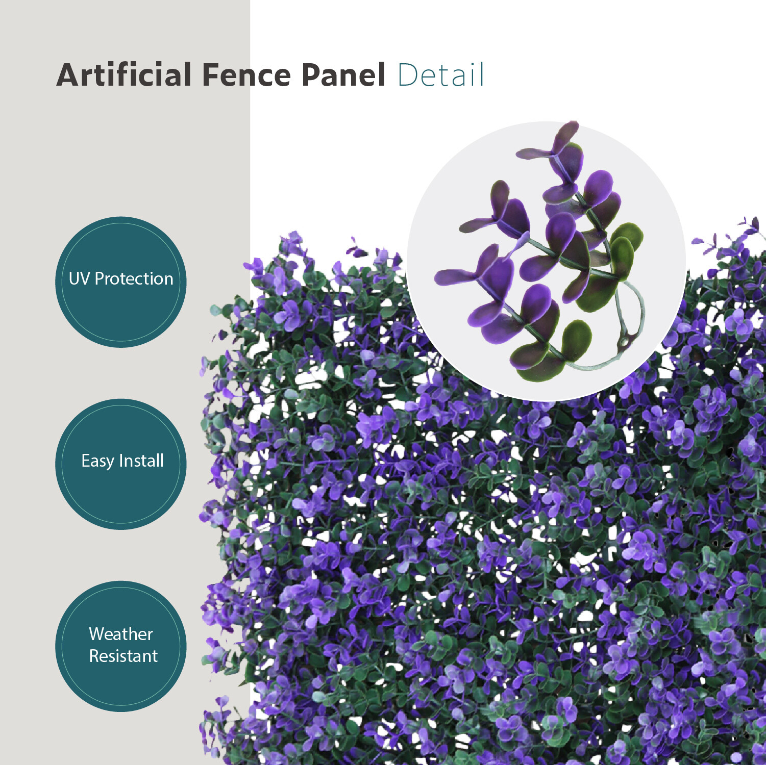 20″x20″ Artificial Purple Lavender Mat Faux Fence Panel Wall Decor Grass Hedge
