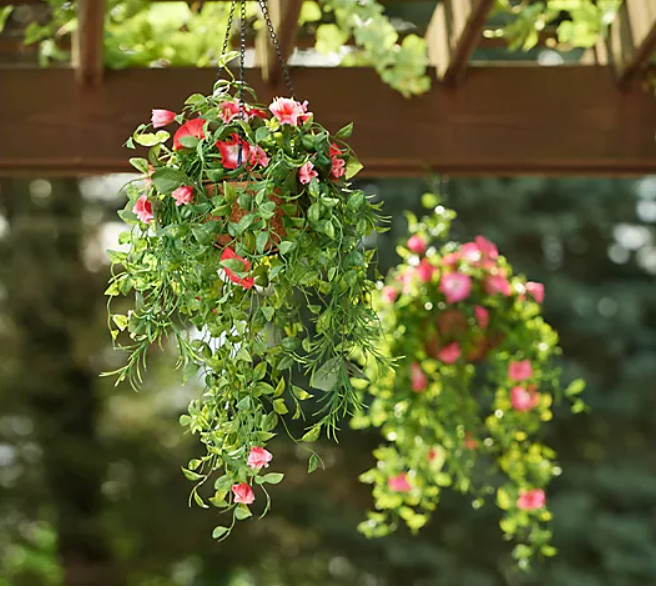 Garden Reflections 14″ Faux Morning Glory Hanging Basket Choose Color M79797