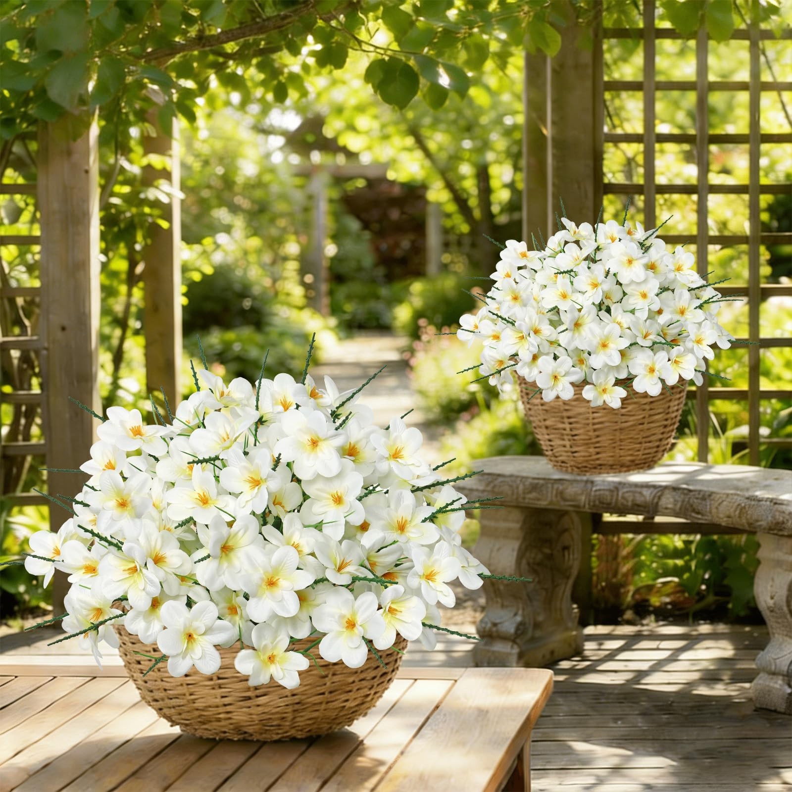 Artificial Flowers for Outdoors 6 Bundles Fake Plastic Flowers UV Resistant S…