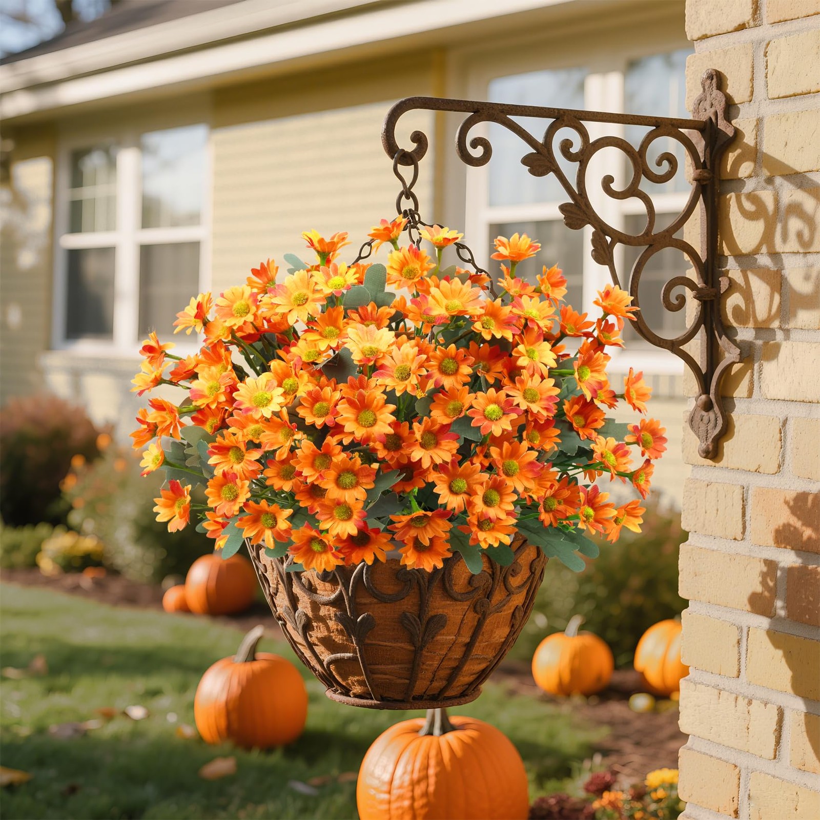 Ouddy Decor 12 Bundles Artificial Fall Flowers for Decoration Fake Mums Silk …