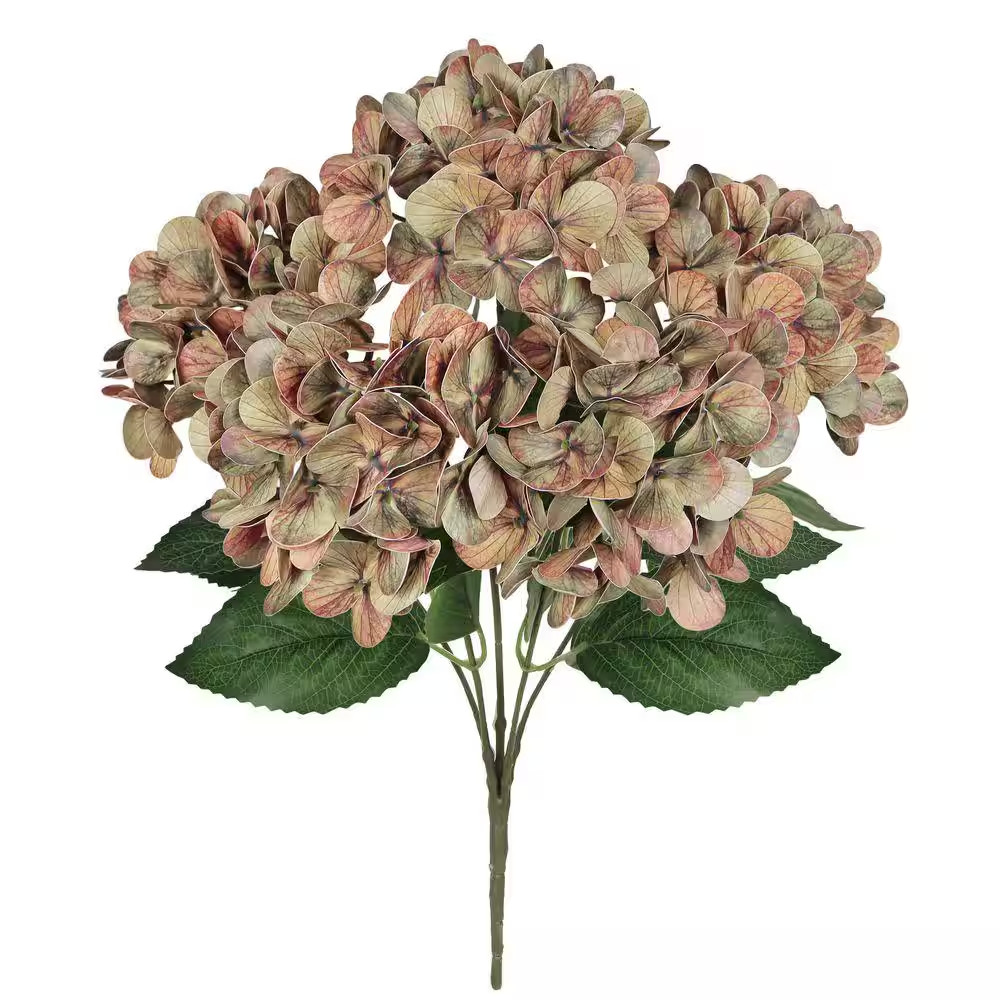 18 In. Dusty Cafe Brown Natural Touch Artificial Hydrangea Flower Stem Bush Bouq