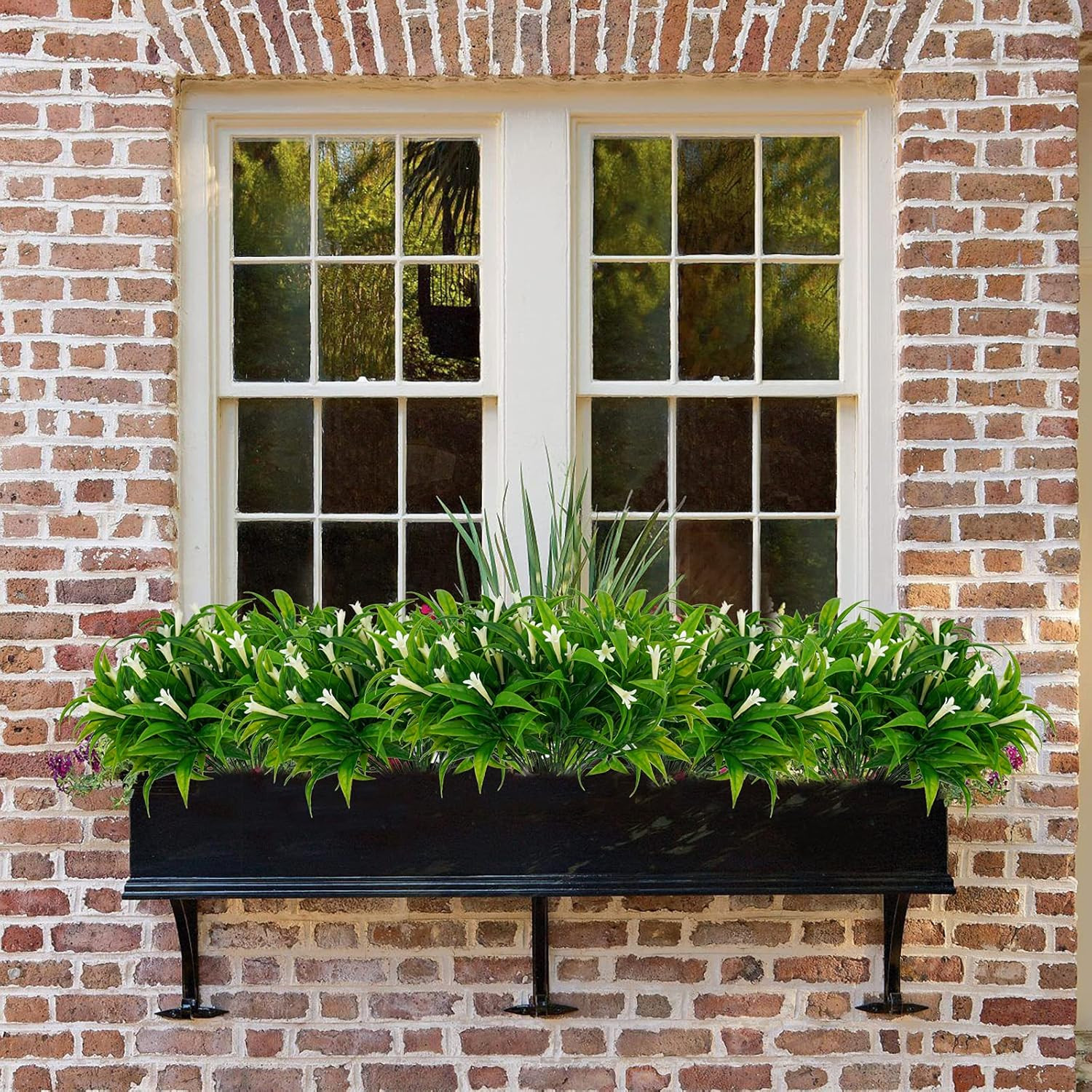 6Pcs Outdoor Artificial Plants UV Resistant Fake Morning Glory Plastic Plants Sh