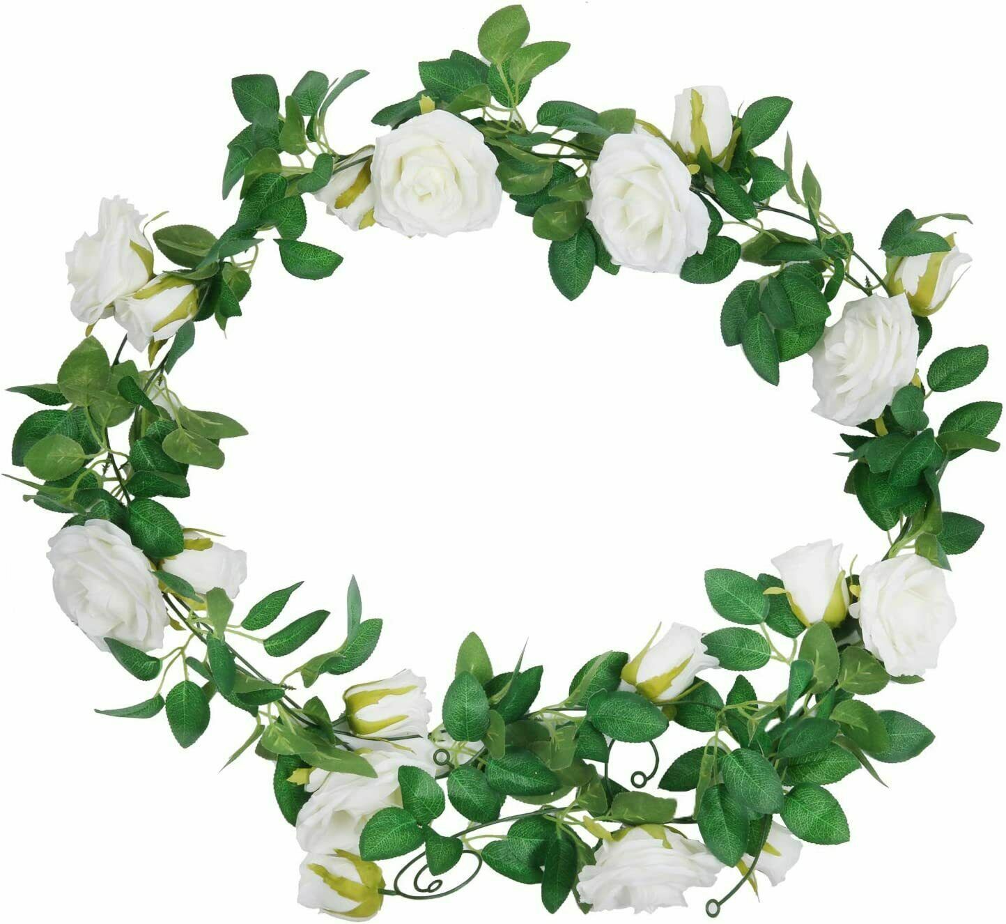 2PC 7.5 Ft Fake Rose Vine Flowers Plants Artificial Hanging Ivy Home Hotel Party
