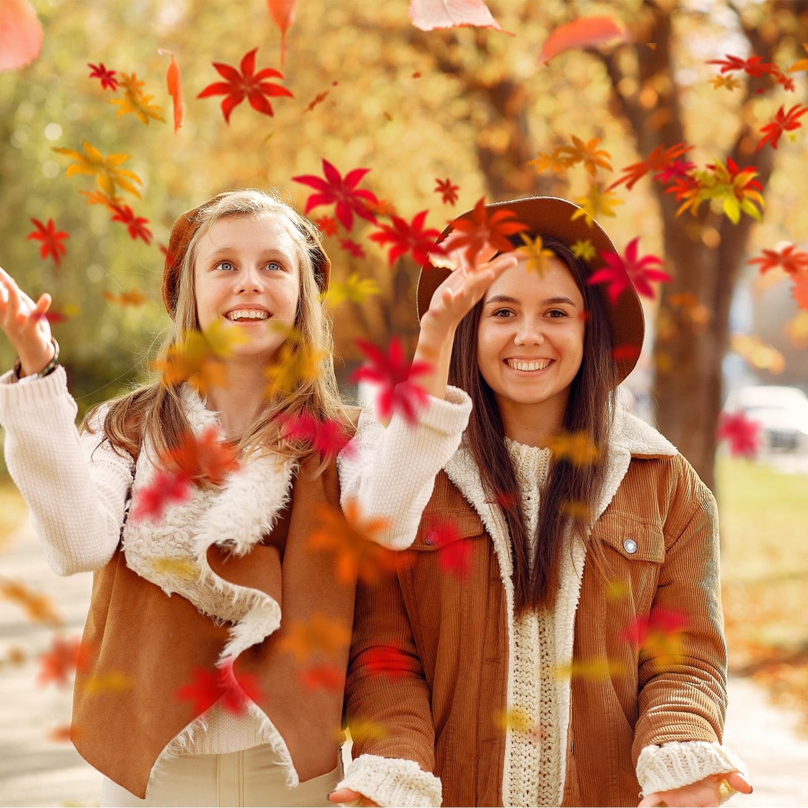 200 Pcs 4 Colors Fall Leaves Fake Leaves Artificial Fall Autumn Leave Decor