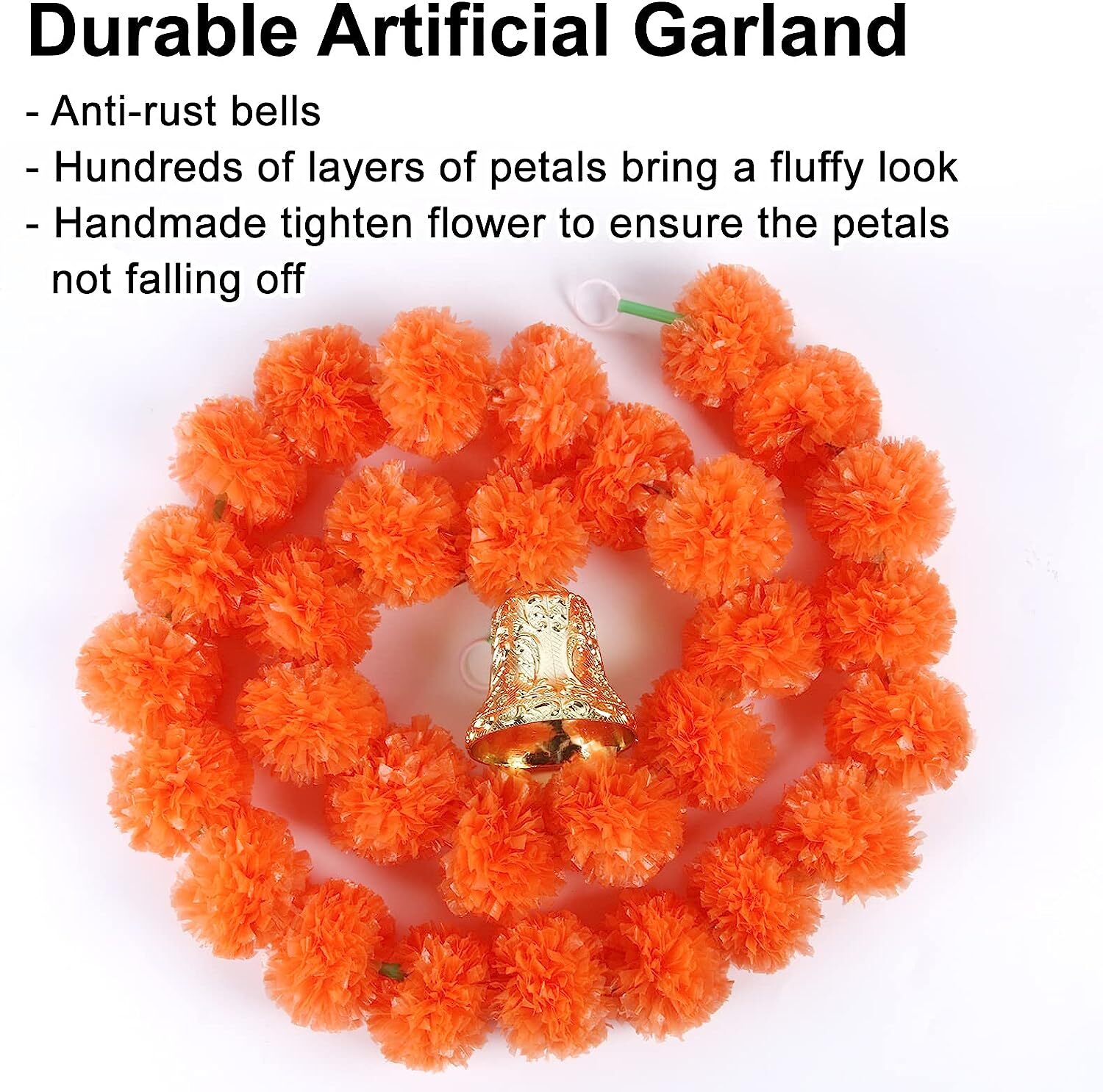 Marigold Garland with Bells 5 Pack Diwali Festival Stage Temple Decorations