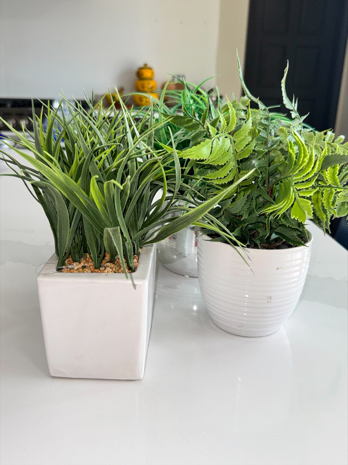 Set of 3 Artificial Faux Plants In Decorative Pots Greenery Home Decor