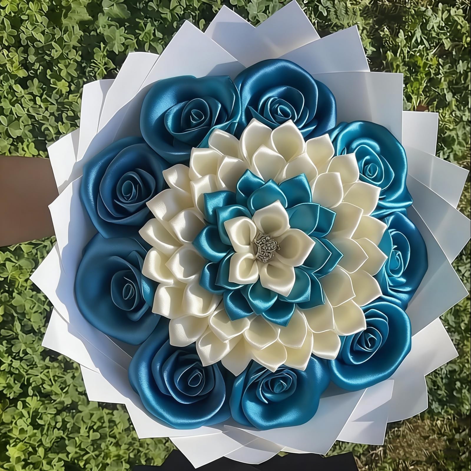 300 Counts Pre-Made Satin Ribbon Rose Petals Dahlia Lotus Flower Petals, Semi…